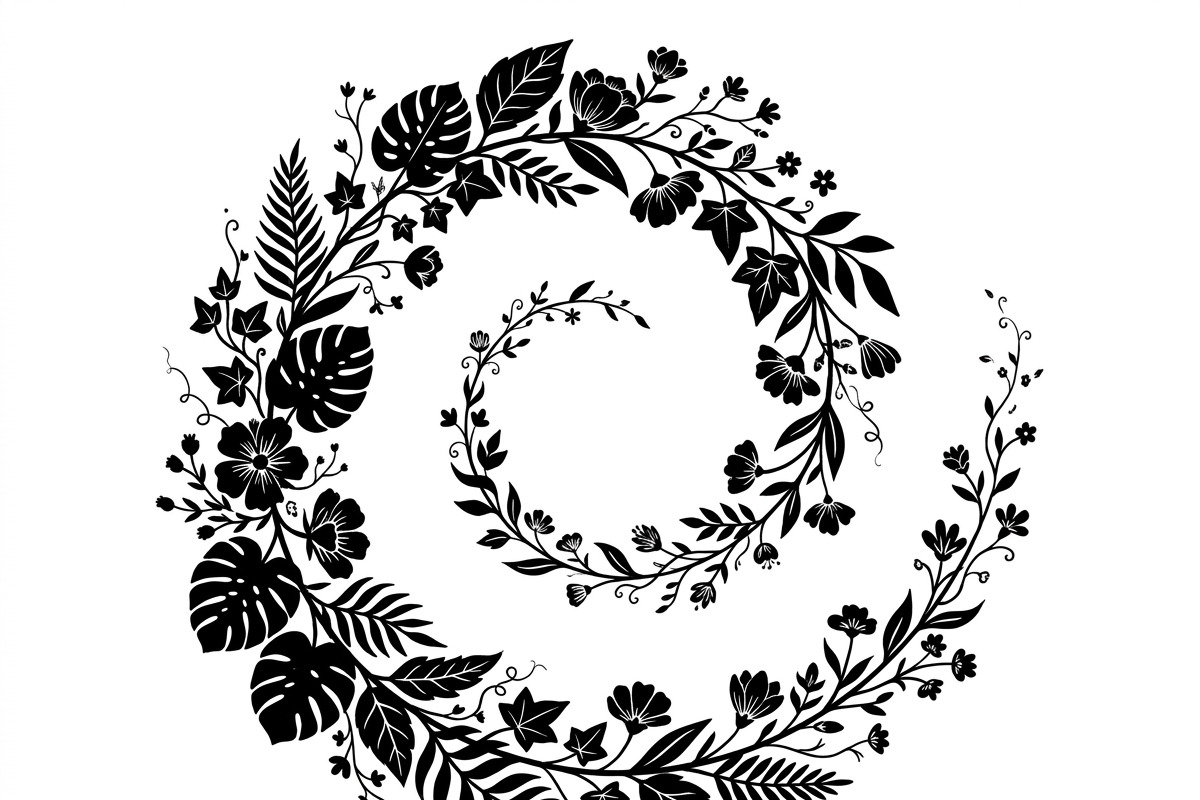 50 Elegant Floral Leaf Spiral Frame, a Decorative Illustration by Amazin_art (Photo 22 of 25)
