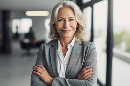 A confident middle aged business woman, CEO, manager position, a Person Photo by Antonina Vlasova