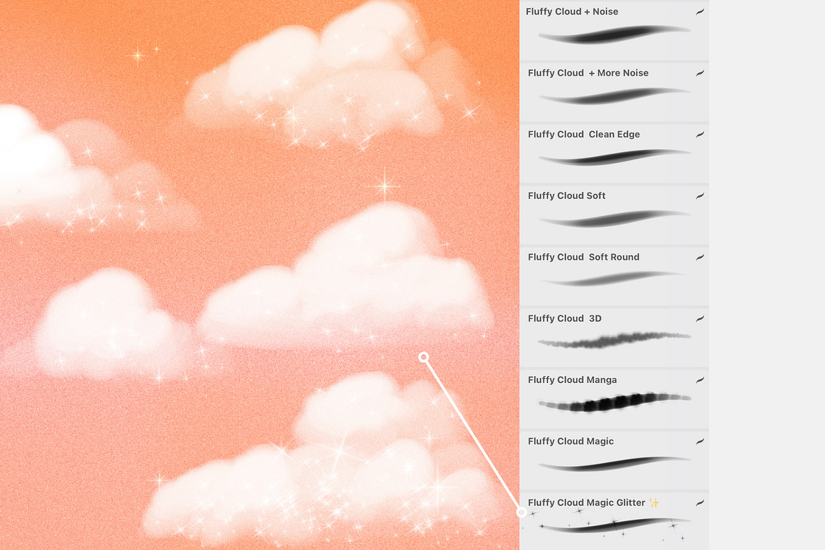 50 Procreate Cloud Brushes Hi-res, a Brush Add-On by Artbykimmyw