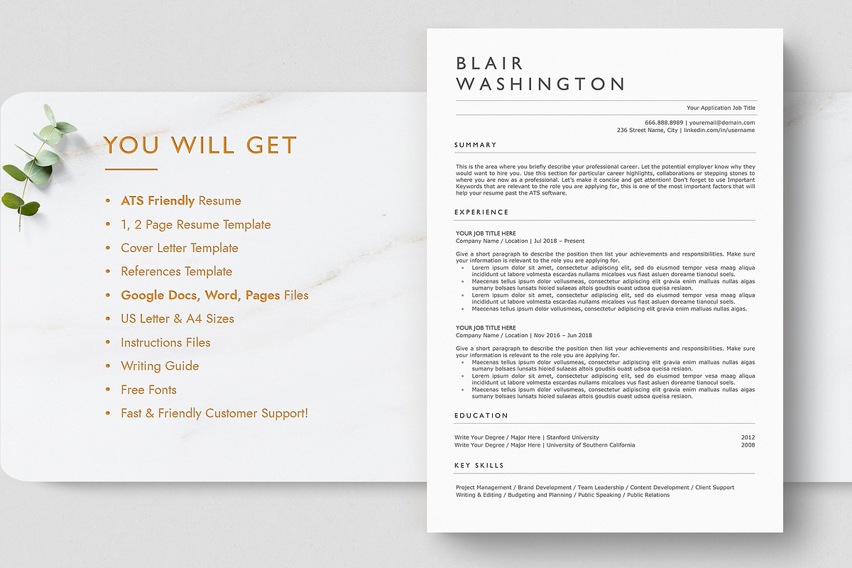 ATS Resume Template - BLAIR, a Resume Template by TheStandOutResume (Photo 7 of 7)
