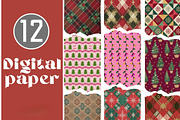 Christmas Digital Paper Pack 12 JPG, a Graphic by iloveTemplate (Thumbnail 1 of 2)