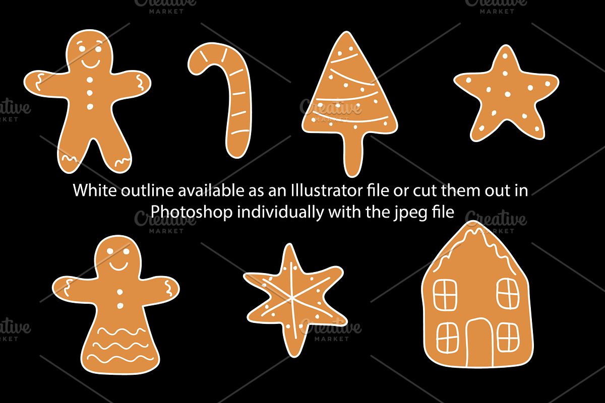 Cute doodle gingerbread cookies, a Food Illustration by Liz Pengilley Studio (Photo 3 of 4)