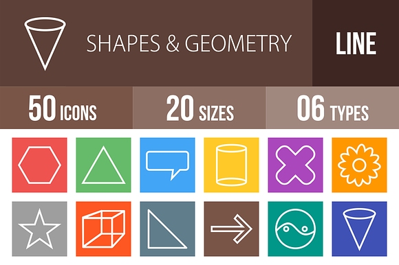 50 Shapes Geometry Line Multicolor