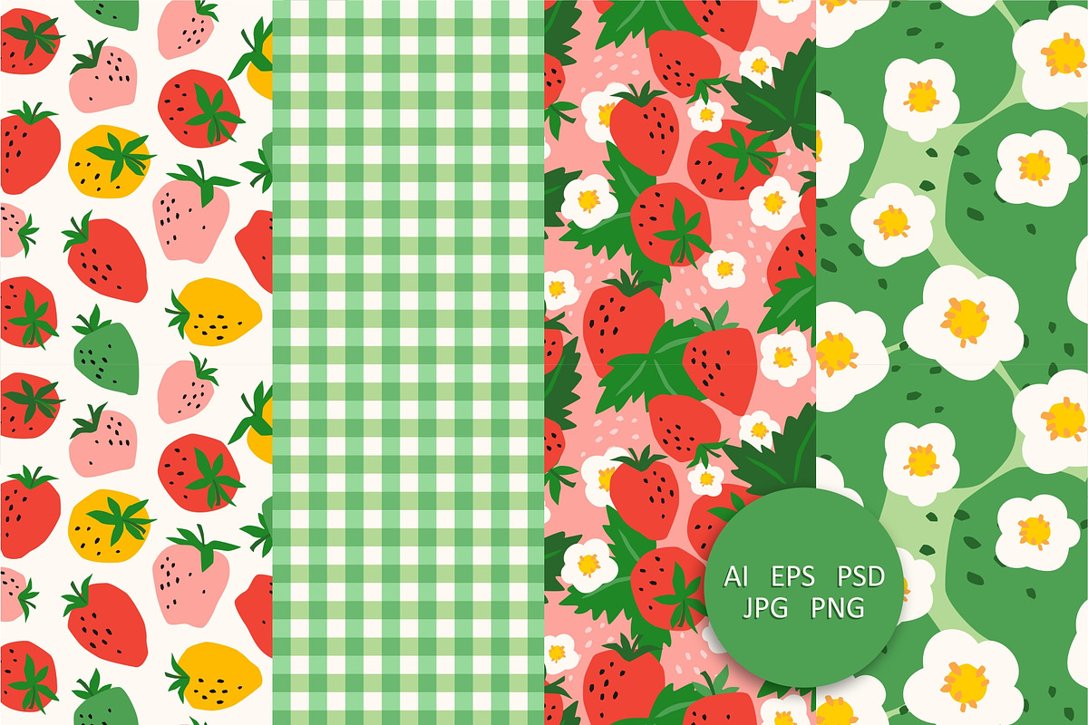 Strawberry. 12 seamless patterns, a Pattern Graphic by Nadia Grapes (Photo 3 of 6)