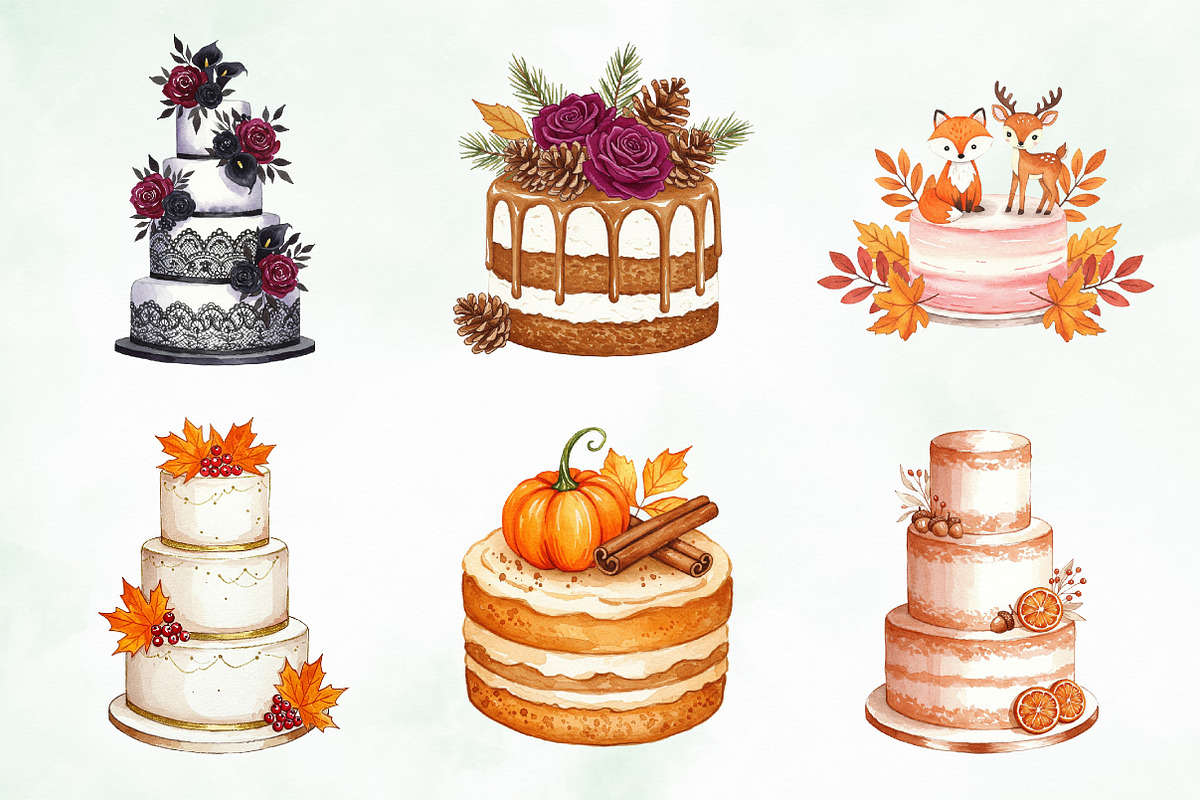 Autumn Wedding Cake PNG Clipart, an Illustration by Creative Art (Photo 6 of 8)