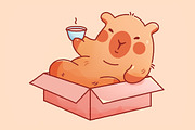 Kawaii Capybara - Pack 2, an Animal Illustration by AleksAbramova (Thumbnail 5 of 12)
