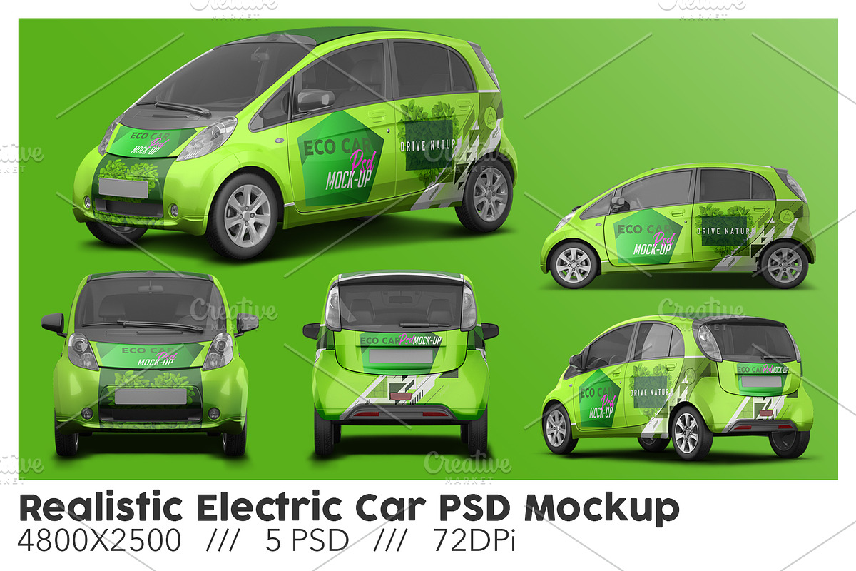 Realistic Electric Car PSD Mockup, an Advertising Mockup by Sinlatown (Photo 1 of 6)