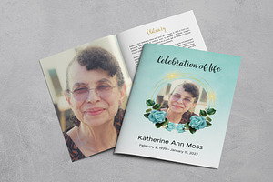 Teal & Gold Funeral Progam Template