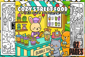 Cozy StreetFood Cute & Comfy, an Animal Illustration by Ink Gallery