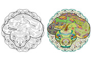 Decorative snakes for coloring, an Object Graphic by Watercolor fantasy (Thumbnail 5 of 7)