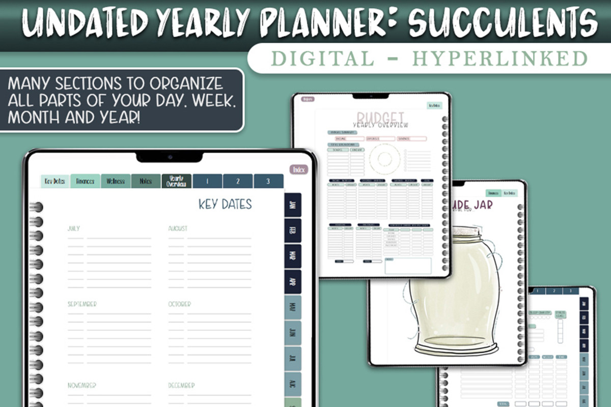 Undated Digital Planner- Succulents, a Stationery Template by Brenda Avila Designs (Photo 1 of 4)