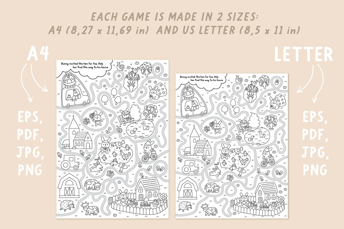 Easter village coloring games, an Education Illustration by Lexi Claus (Photo 10 of 16)