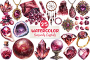 Burgundy Crystals and Gems Clipart, an Illustration by CreationArt (Thumbnail 1 of 5)