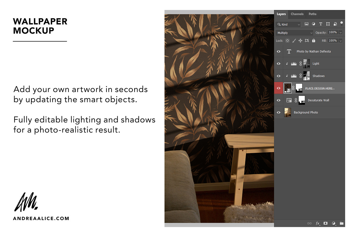 Wallpaper Mockup - Side Table, a Household Mockup by Andrea Muller (Photo 4 of 6)
