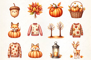 Autumn Clipart Collection, an Illustration by CrexoraLab (Thumbnail 2 of 5)