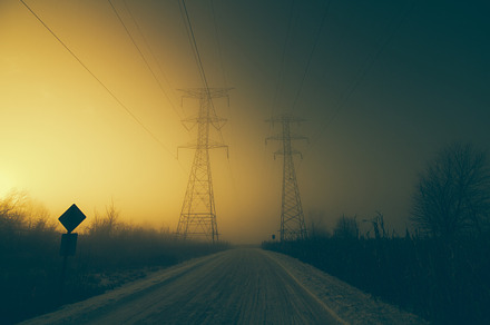 Foggy and snowy road containing illinois, field, and power lines preview 6