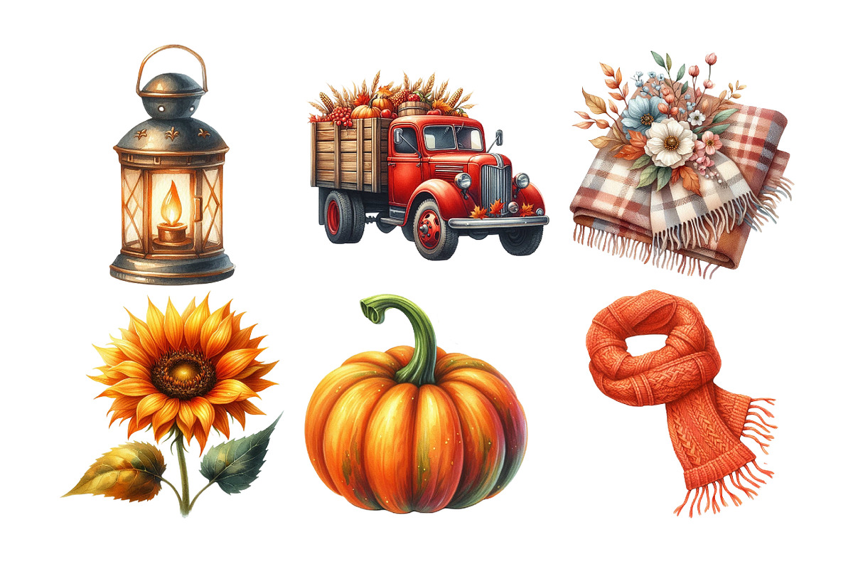Watercolor Autumn Splendor Clipart, an Illustration by Daily.Designs (Photo 2 of 5)