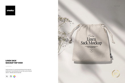 Linen Sack Mockup Top View, a Merchandise Mockup by creatsy5