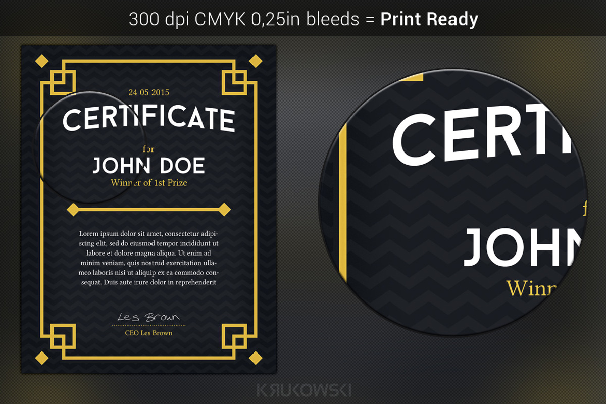 Dark Certificate Template, a Stationery Template by Krukowski Graphics (Photo 2 of 3)