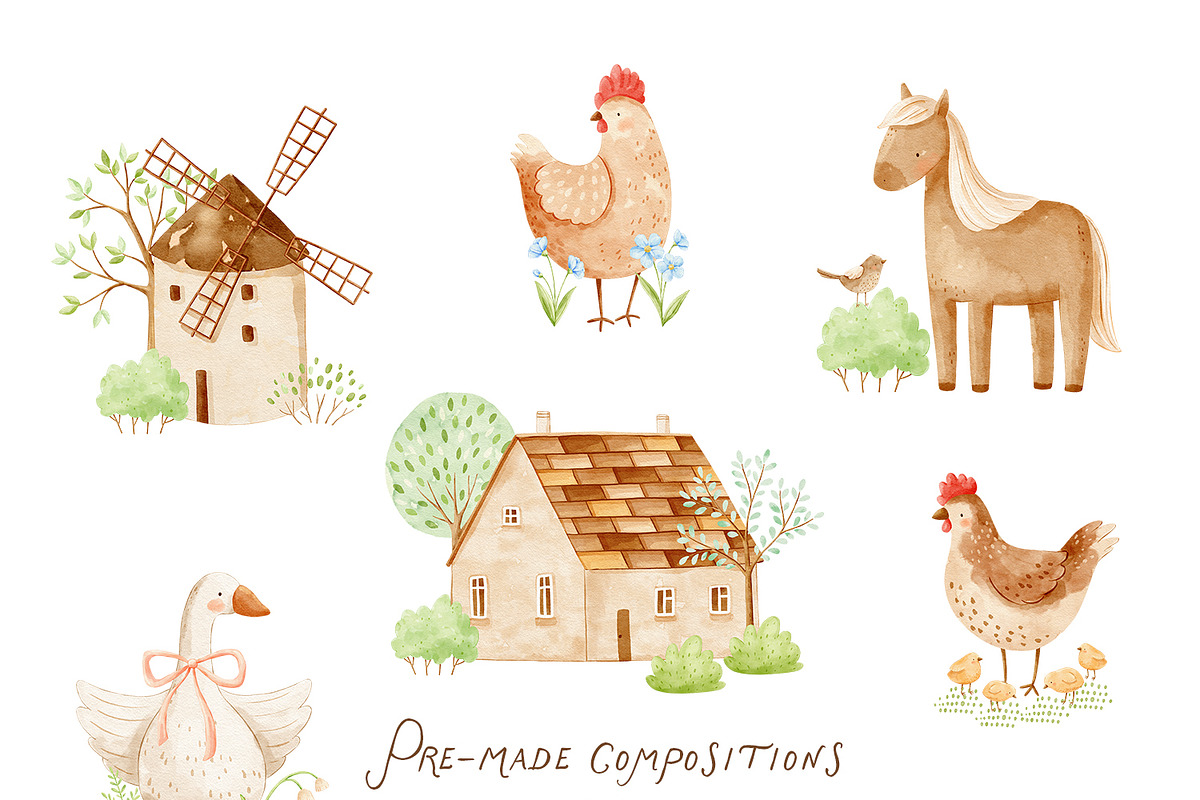 Summer in the countryside clipart, a Decorative Illustration by polikarpovaart (Photo 4 of 19)