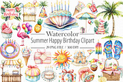 Summer Happy Birthday Clipart, an Illustration by Libby Wishes (Thumbnail 1 of 6)