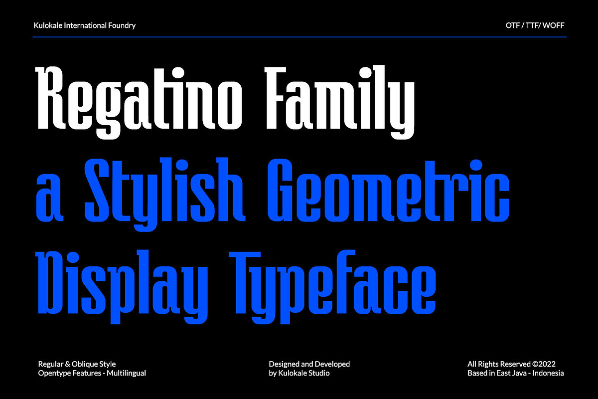 Regatino Geometric Display Font, a Sans Serif Font by Kulokale (Photo 1 of 11)