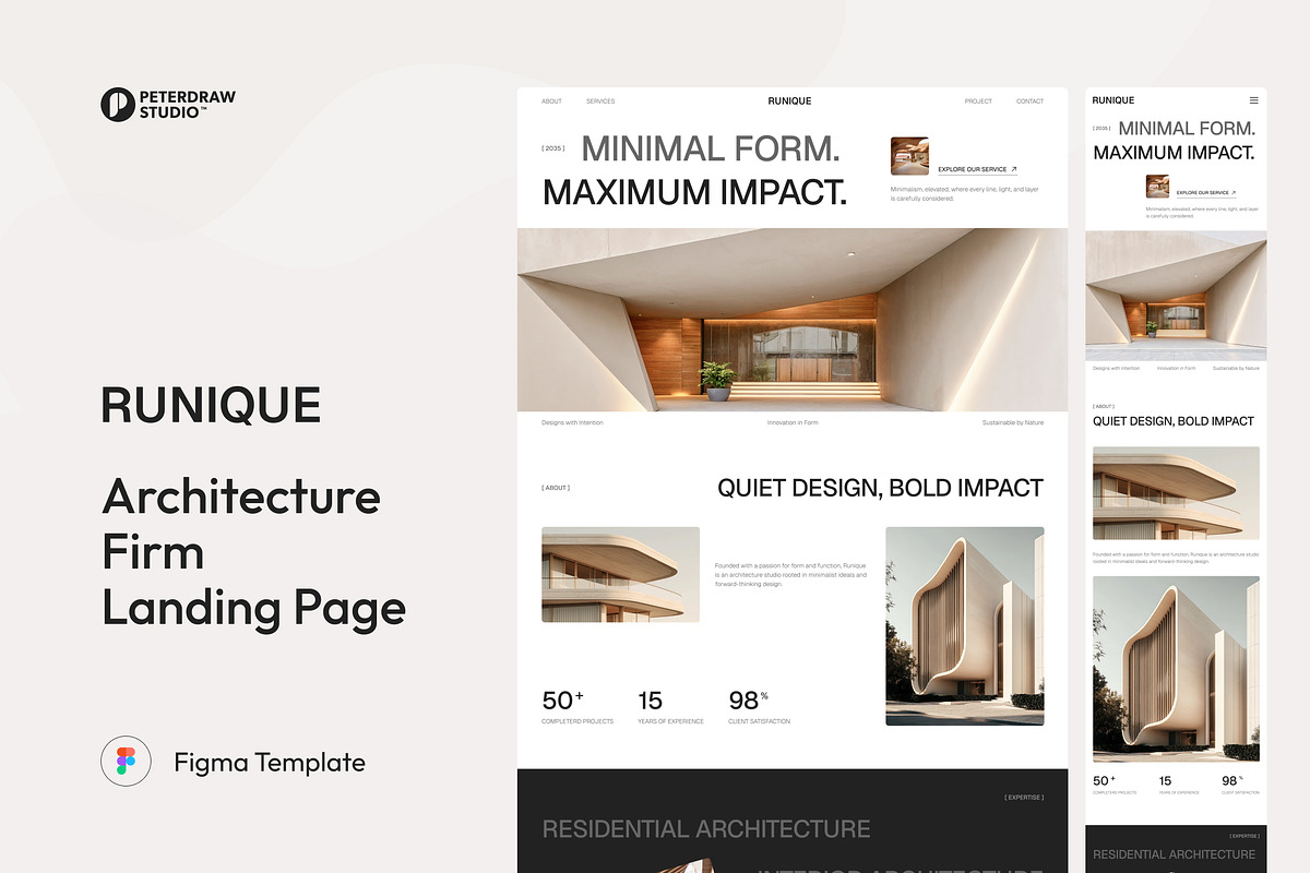 Architecture Firm Landing Page Figma, an UI Kit Template by peterdraw (Photo 1 of 2)