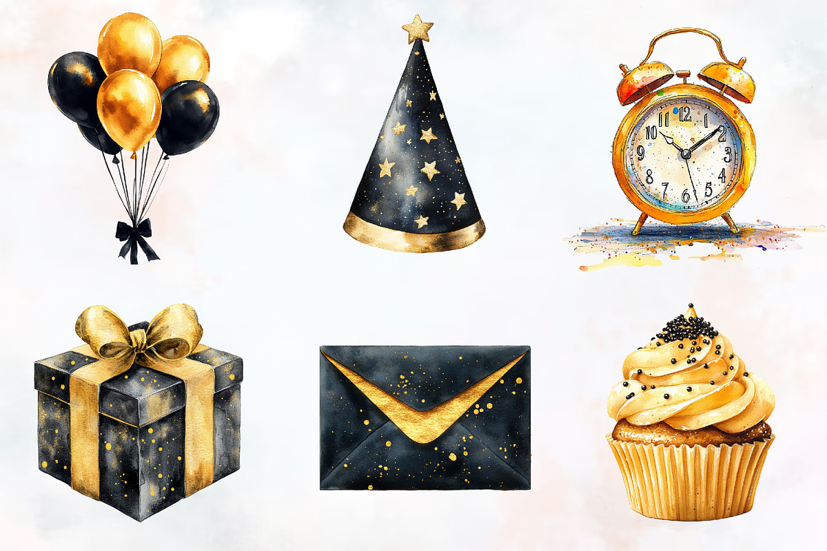 Luxury Black Kids Birthday Clipart, an Illustration by RobertsArt (Photo 2 of 7)