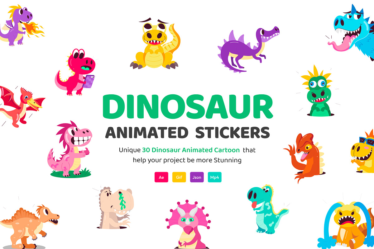 Animated Dinosaur Stickers, an Emoji Icon by Vectors Market (Photo 1 of 3)