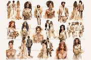 Black Bride and Groom Clipart, a Person Illustration by GlamArtZhanna (Thumbnail 3 of 5)