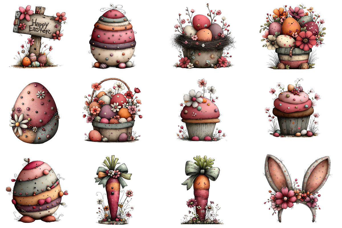 Whimsical Easter Clipart Bundle, an Illustration by Designworld (Photo 4 of 7)