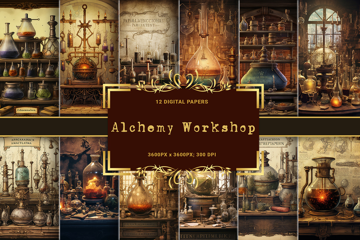 Alchemy Workshop Digital Papers, a Background Graphic by Fun Digital (Photo 1 of 5)