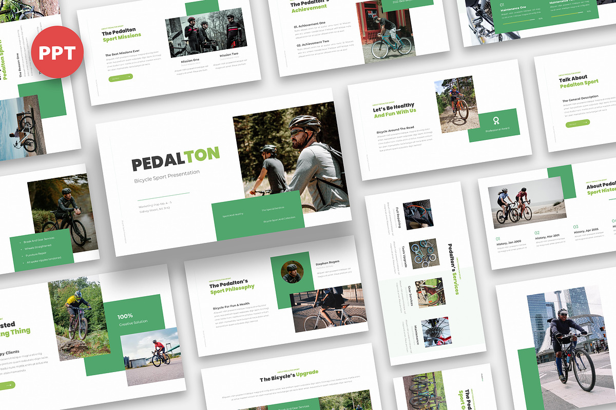 Pedalton Bicycle Sport Powerpoint, a Presentation Template by kerismaker (Photo 1 of 6)
