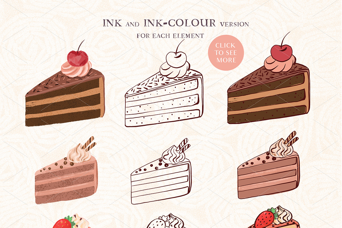 SALE! Cakes & Chocolate Collection, a Decorative Illustration by Irina Diasli (Photo 3 of 14)