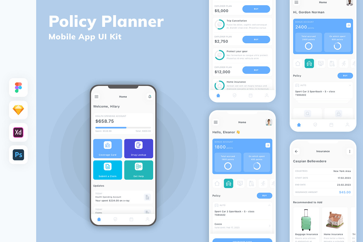 Policy Planner Mobile App UI Kit, an UI Kit Template by uicube
