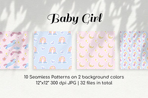 Baby Girl Dreams Seamless Patterns