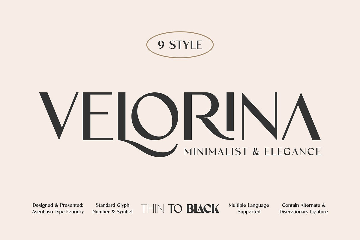 Velorina Font Family, a Sans Serif Font by Asenbayu (Photo 1 of 14)