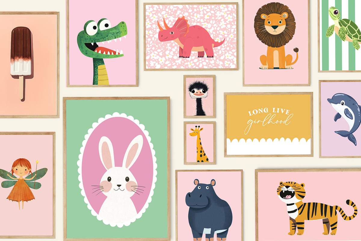 Girls Nursery Prints Bundle, a Background Graphic by Artemsky (Photo 2 of 13)