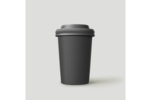 a realistic black takeout cup of, a Food Illustration by IfH