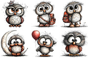 Whimsical Funny Cute Owl Clipart, an Illustration by DreamArtGraphic (Thumbnail 3 of 5)