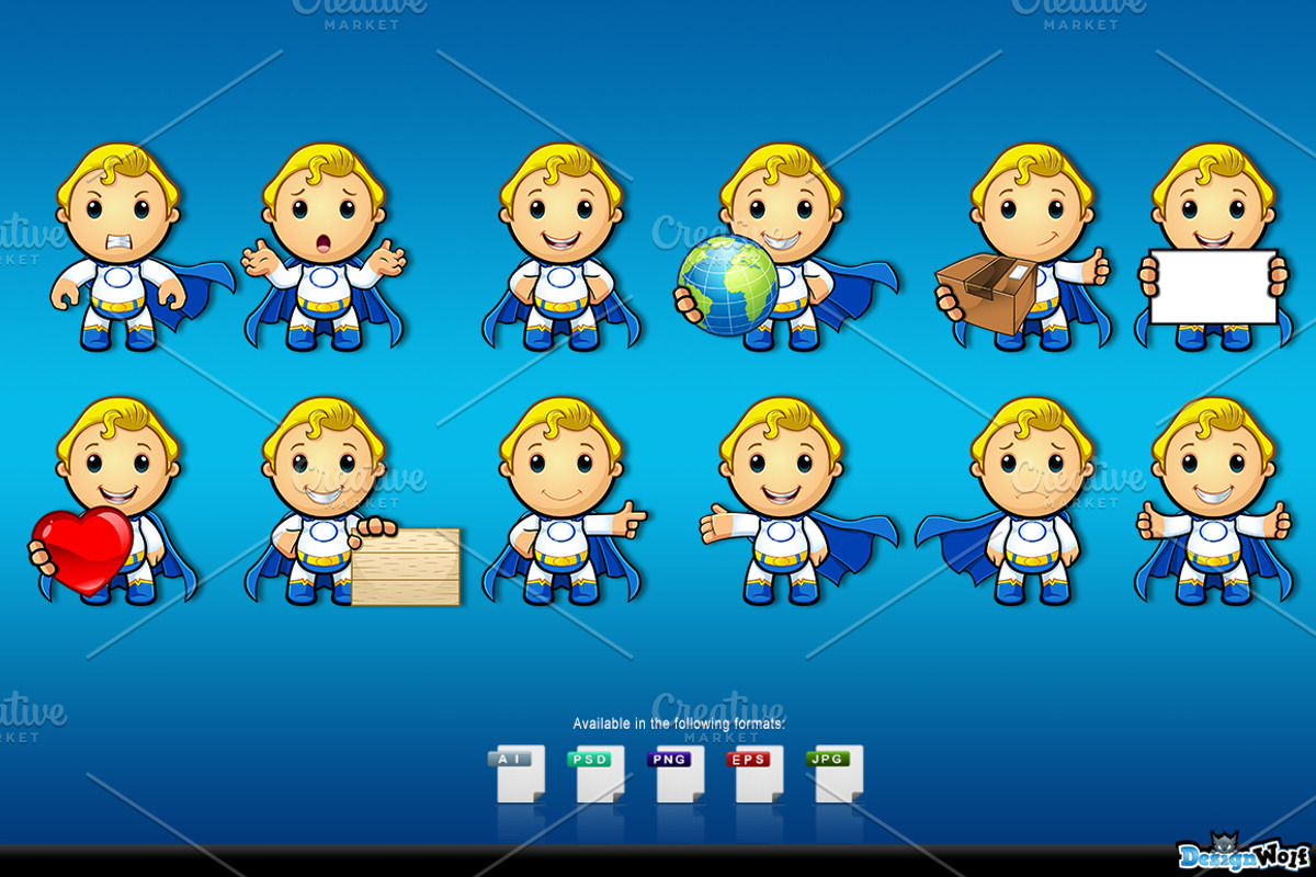 Blue And White Super Boy, a Healthcare Illustration by DesignWolf (Photo 2 of 2)