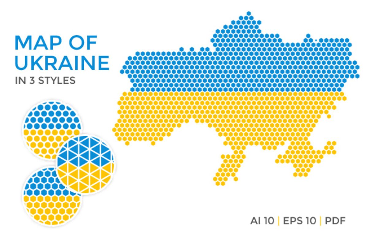 Ukraine Map in 3 Styles, an Illustration by Albert Does Stuff