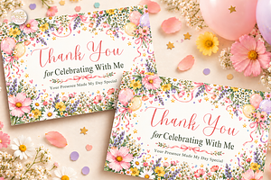 Wildflower Birthday Thank You Canva