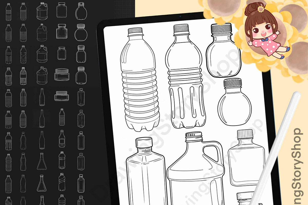 100 Procreate Bottle Brush Stamps, a Brush Add-On by DrawingStoryShop (Photo 1 of 6)