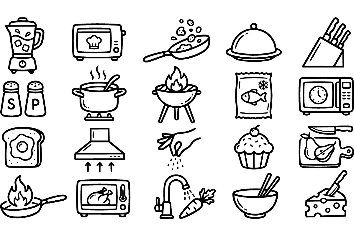 Hand Drawn Cooking Icon Set, an Illustration by designvectx (Photo 2 of 3)