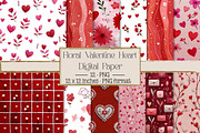 Floral Valentine Pattern Heart Paper, a Texture Illustration by DreamPrint404 (Thumbnail 1 of 3)