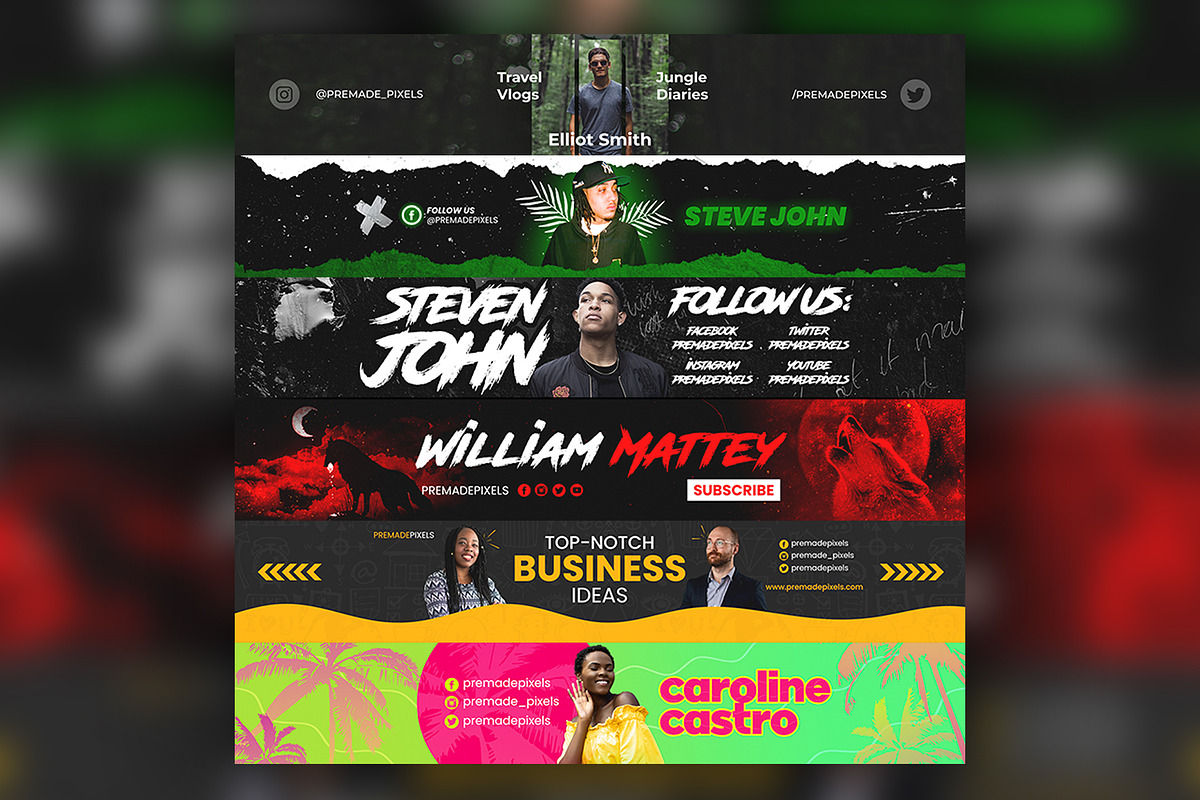 Epic Youtube Channel Art Set 11, a Social Media Template by PremadePixels.com (Photo 1 of 2)