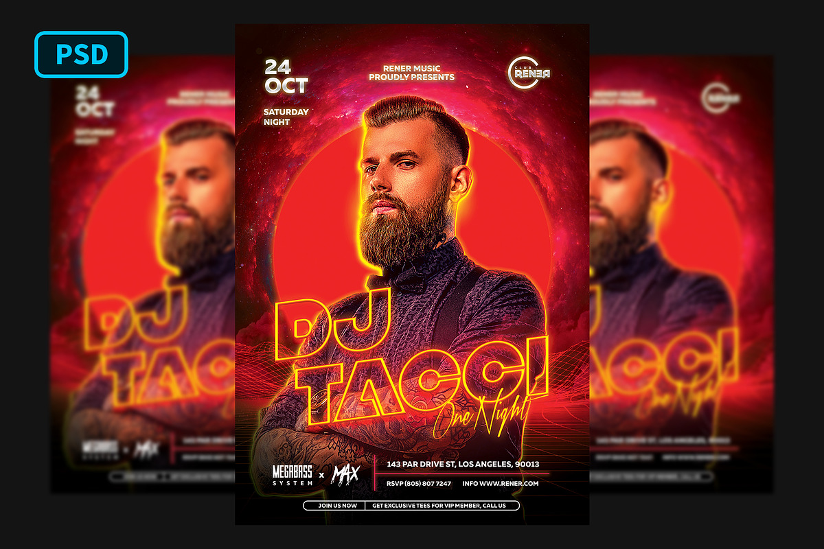 Techno DJ Flyer Template, a Flyer Template by Bornx Design (Photo 1 of 6)