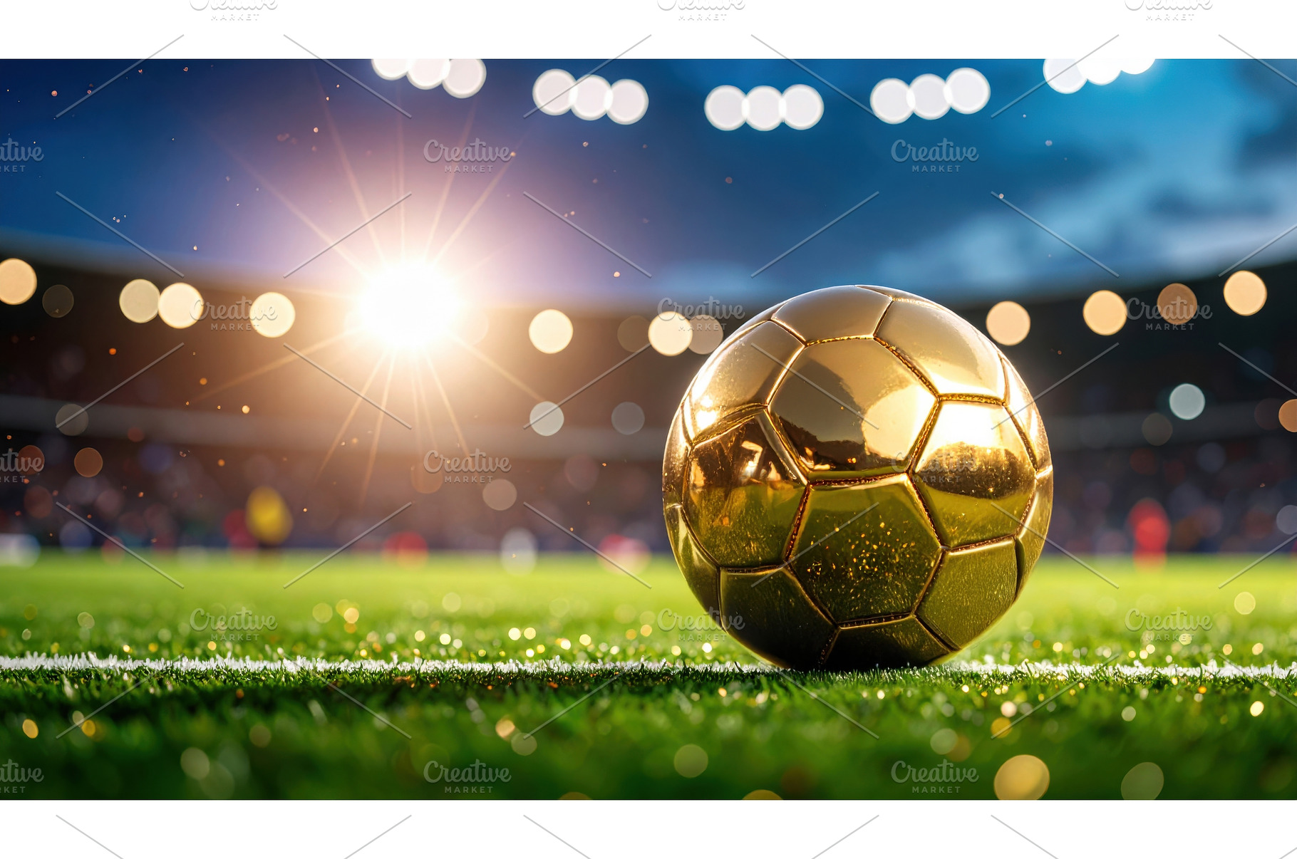 A gleaming golden soccer ball on a, a Sports & Recreation Photo by Igor Tichonow