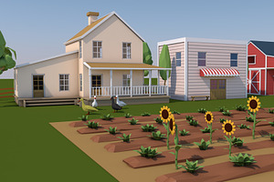 Low Poly Farm House And Animals Pack